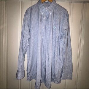 Old South men’s 2xl Bamboo Blue Check Button Up Shirt Casual Preppy Old money
